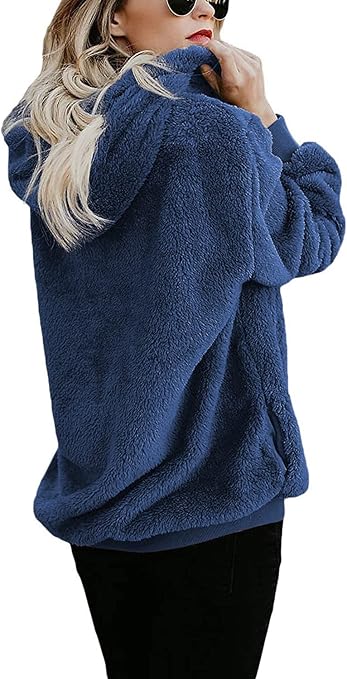 Wazeer Women's Plush Sherpa Hoodie with Pockets, showcasing Fuzzy Fleece and Buffalo Plaid for a Distinctive Fluffy Coat.